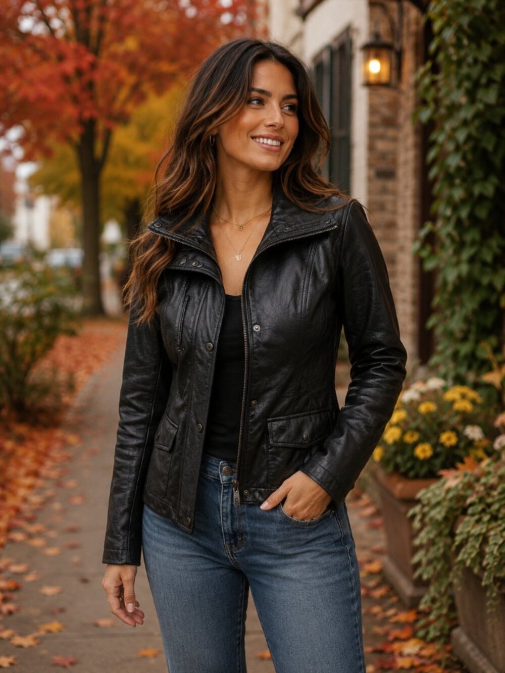 Vince black leather jacket